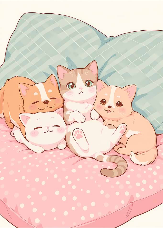 Cute Cats and Dogs Cuddle Together