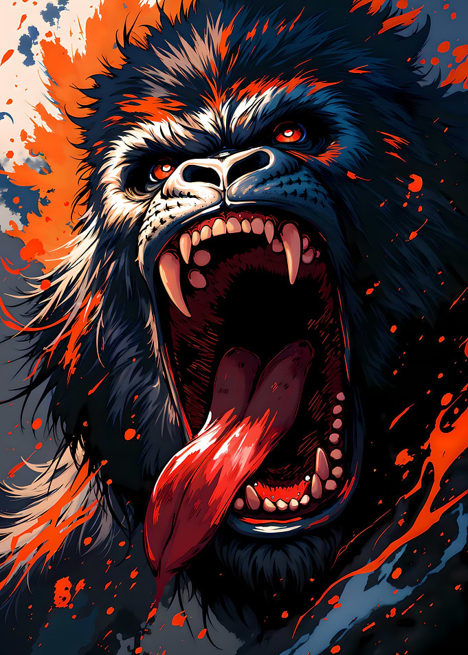 Roaring Gorilla with Orange Accents