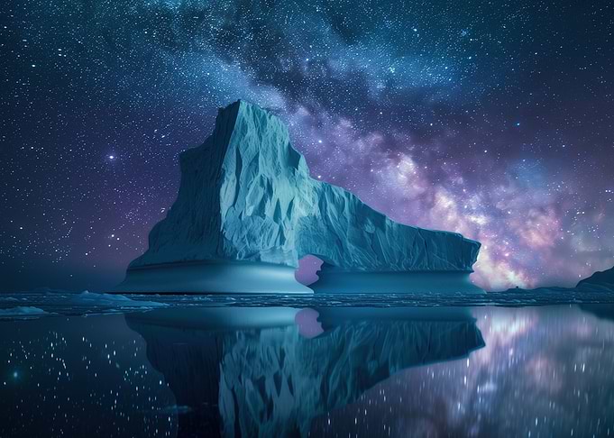 Iceberg starry night sky