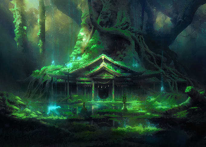 Overgrown Shrine in Lush Forest