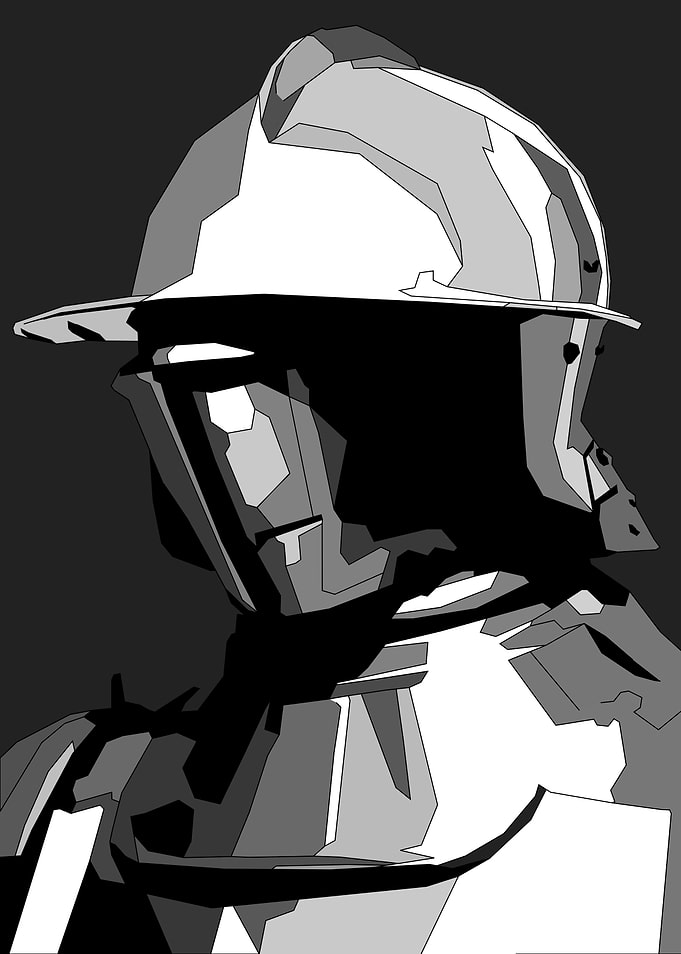 Monochrome Knight in Armor Illustration