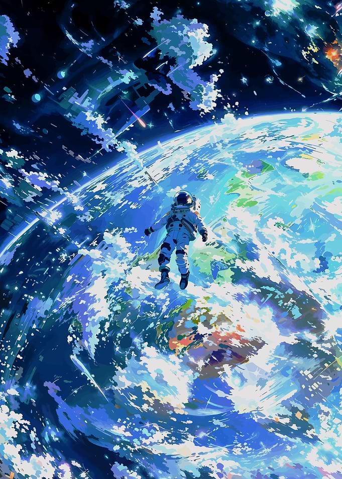 Astronaut in Space Above Earth