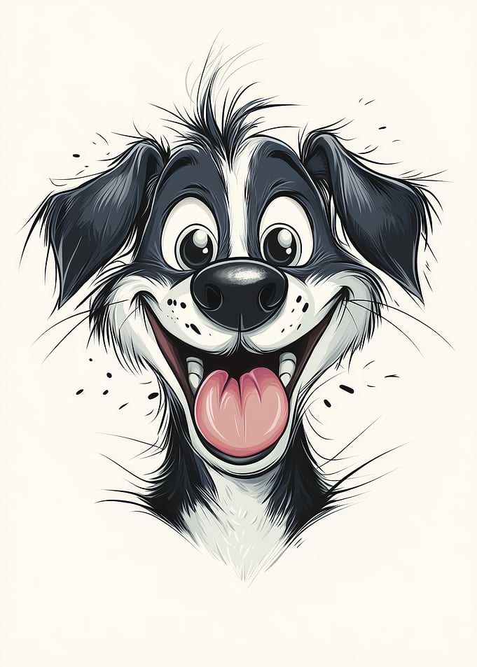 Cartoon Dog Portrait with Big Smile