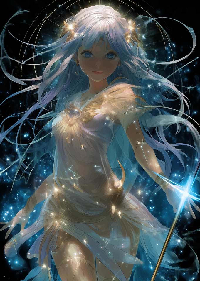 Celestial Woman with Staff and Stars