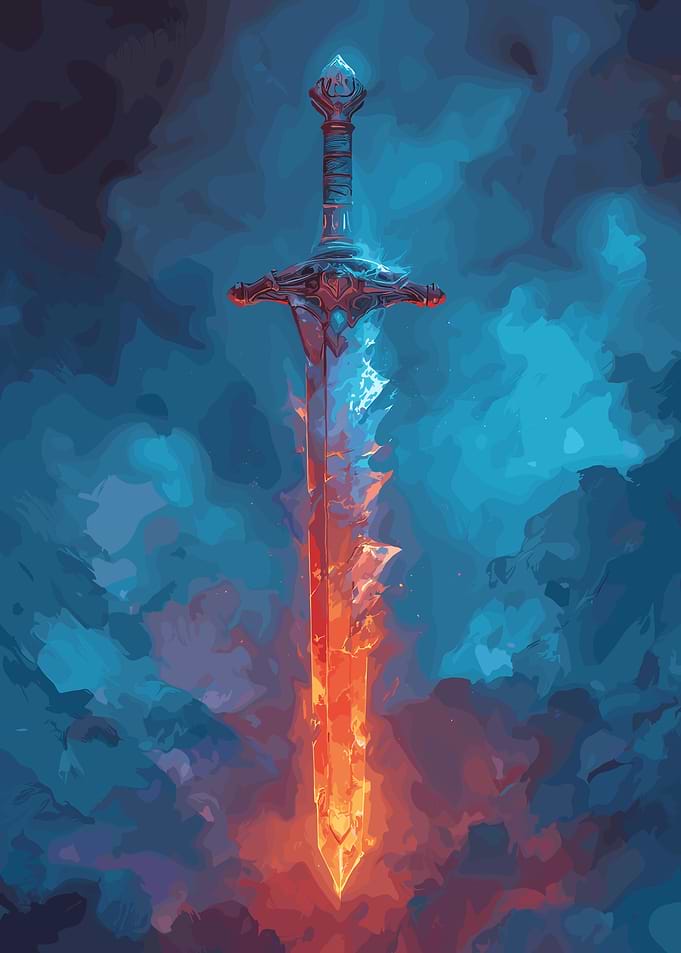 Fiery Sword in Blue Mist