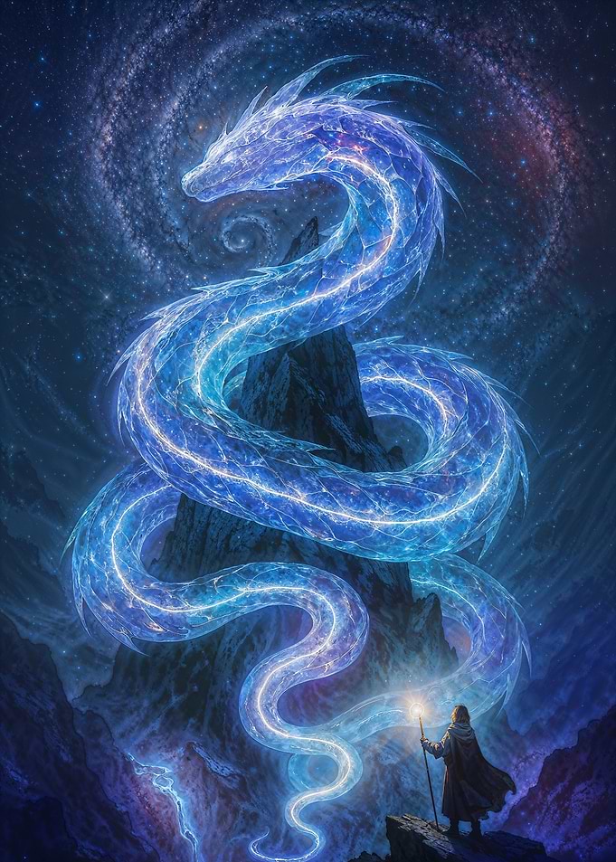 Celestial Dragon and Wizard