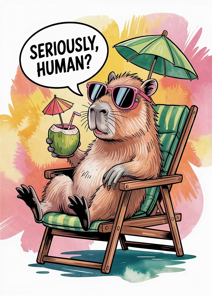 Capybara on Vacation meme funny animals