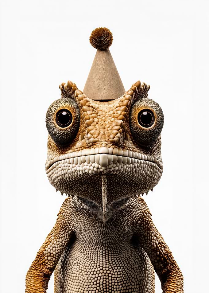 Cute Chameleon with Party Hat