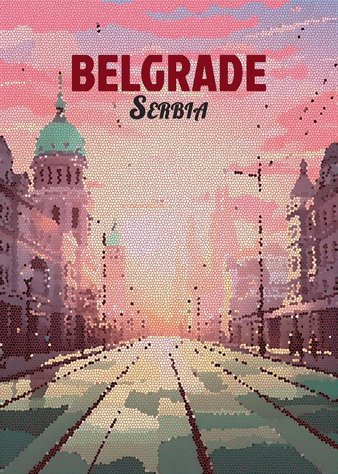 Belgrade, Serbia Mosaic Cityscape Poster
