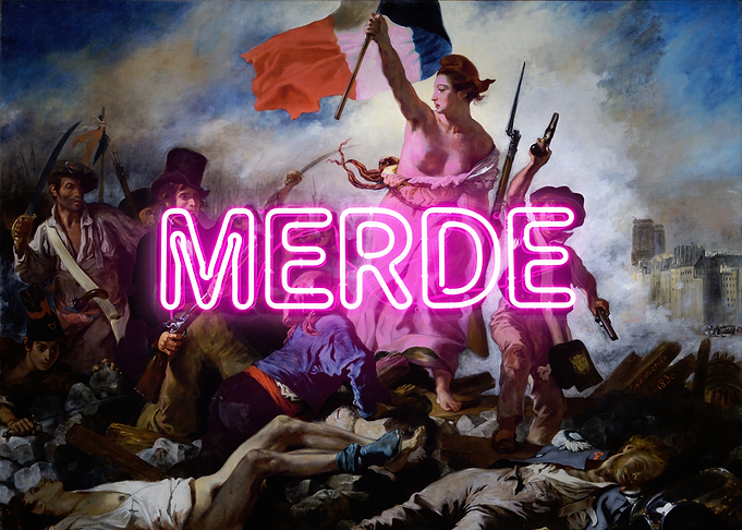 MERDE – Neon Rebellion over Delacroix’s Liberty