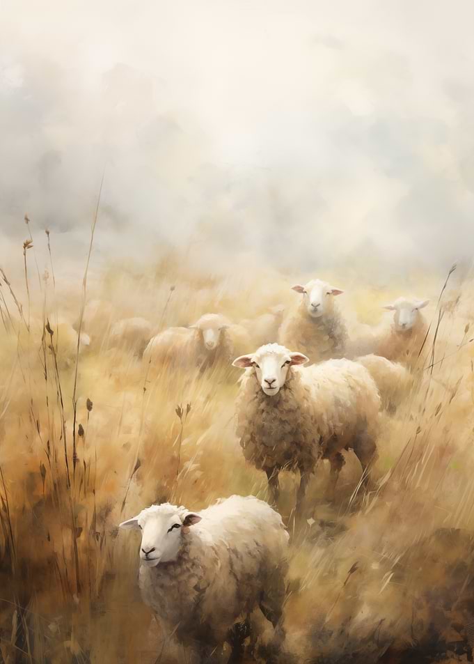 Sheep in a golden field