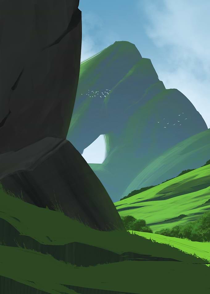 Green Mountain Landscape Digital Art