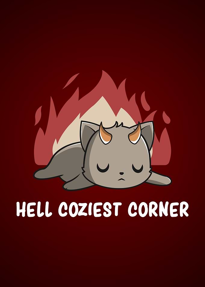 Devil Cat Sleeping in Hell Cute Demon Nap Humor