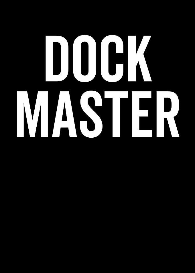 Dock Master Text on Black Background