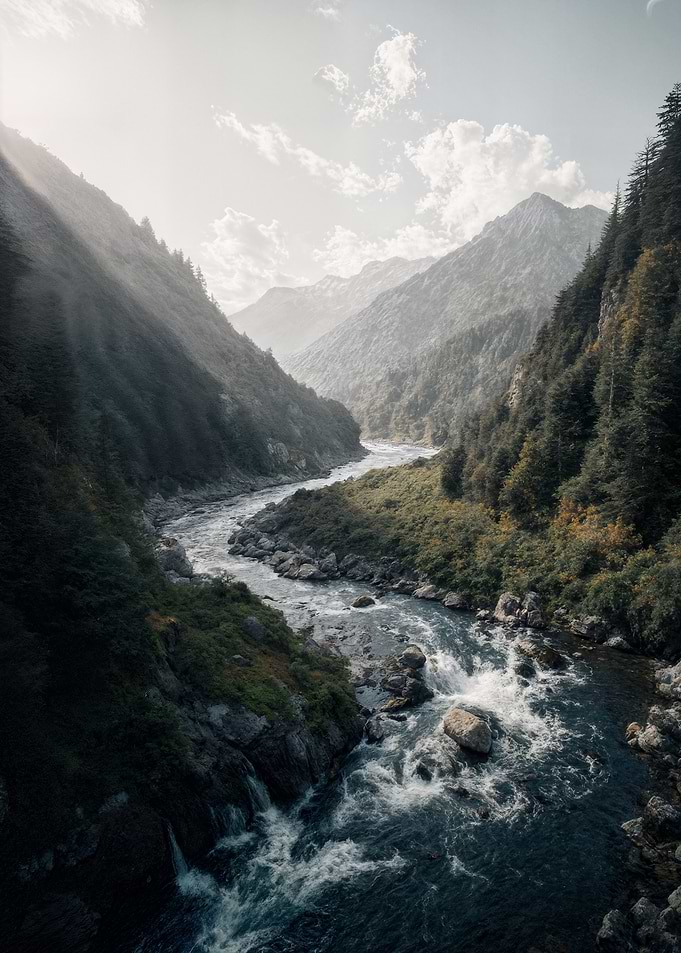 Mountain River Valley Landscape