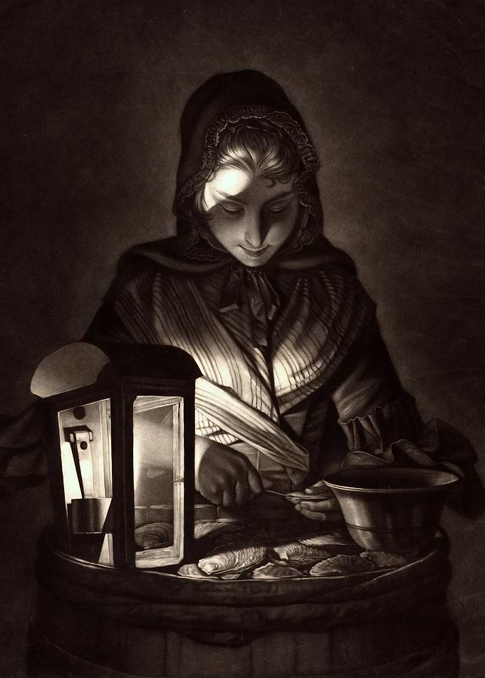 Oyster Seller by Lamplight