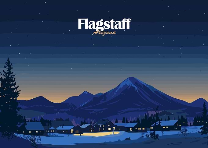 Flagstaff Arizona Night Landscape Illustration