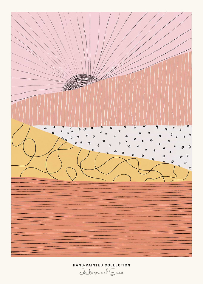 Abstract Landscape with Sunset Art Print