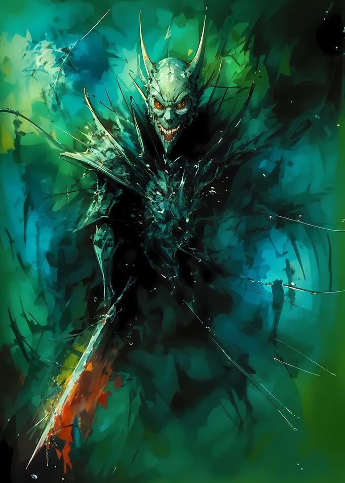 Horned Demon Warrior with Sword