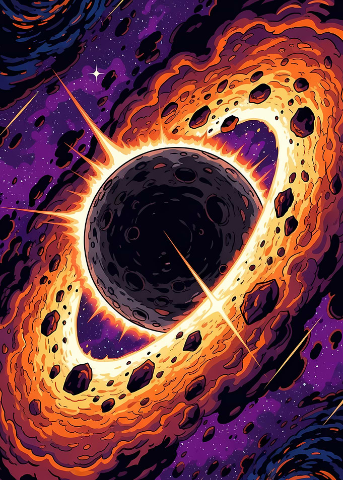 Cosmic Eclipse with Asteroid Ring