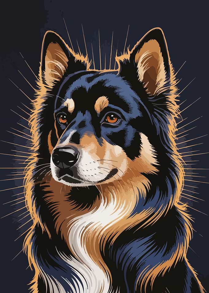 Dog Portrait with Golden Highlights