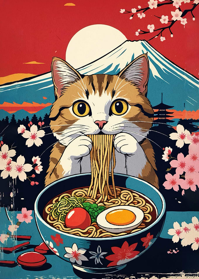Cat ramen Mount Fuji