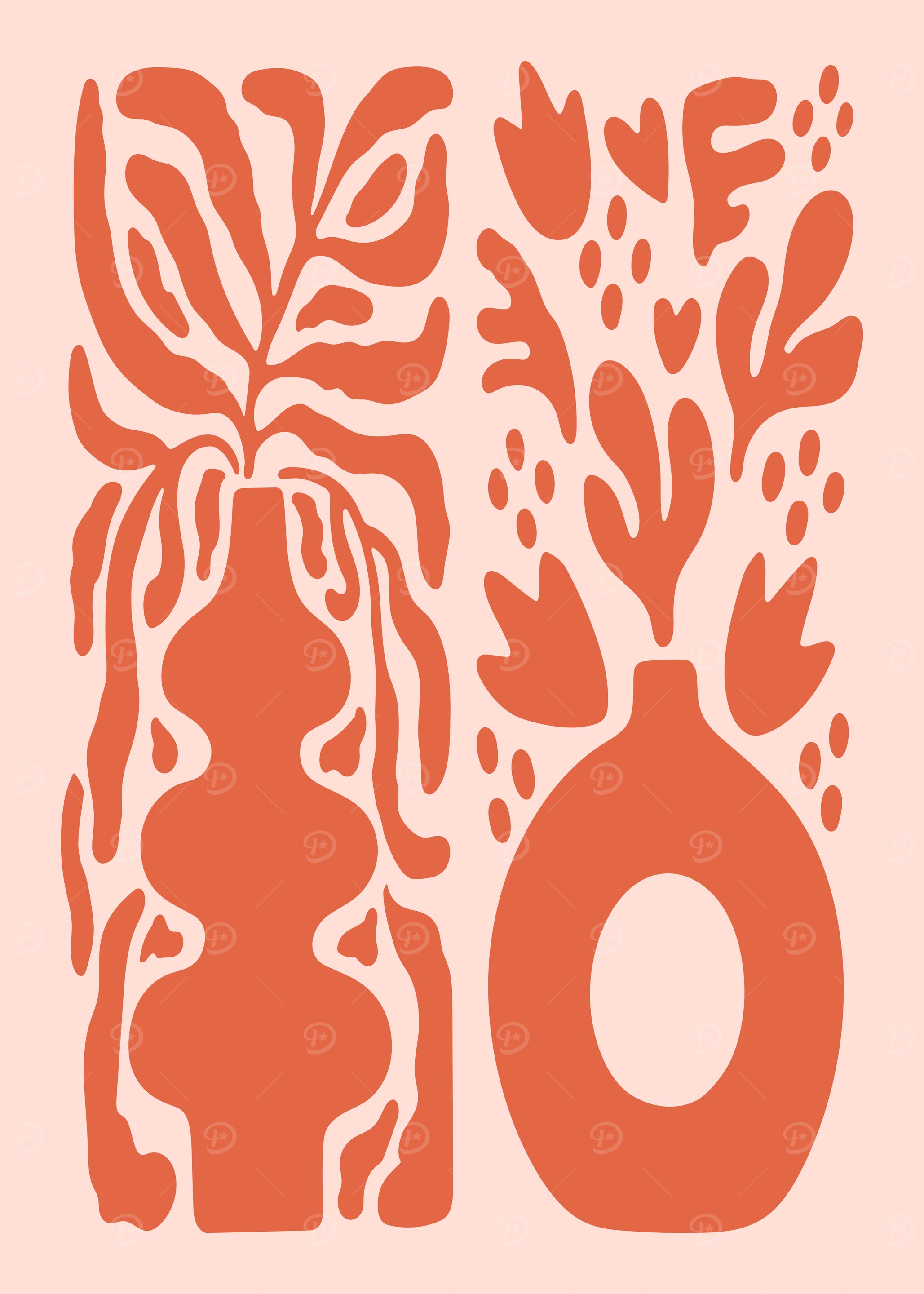 Abstract Floral Vases Art Print