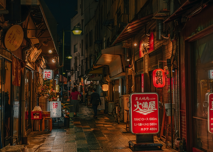 Night lights in Fukuoka, Japan