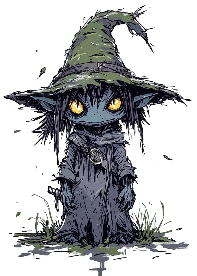 Whimsical Goblin Wizard Character Illustration