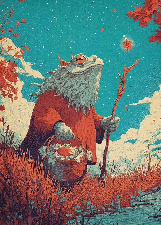 Frog Wizard Basket Staff