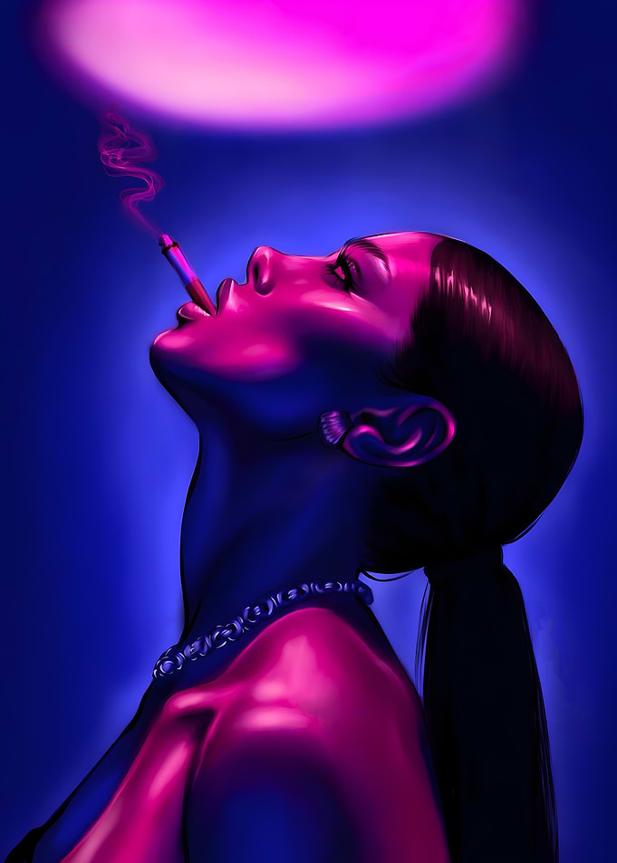 stoner Girl smoking Cigarette woman