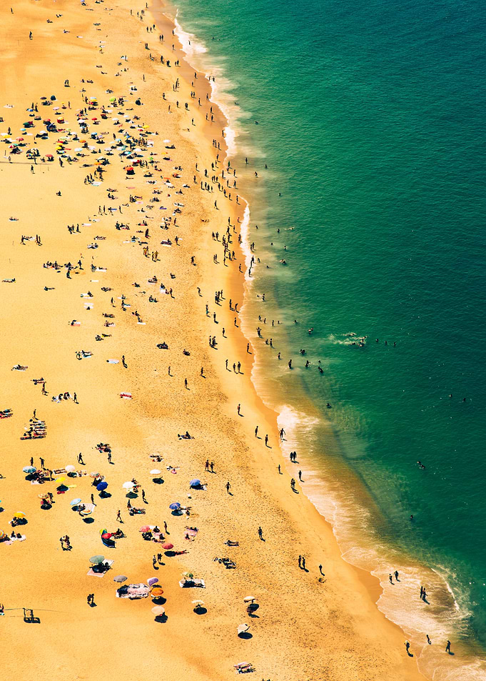 Aerial view of a crowded beach