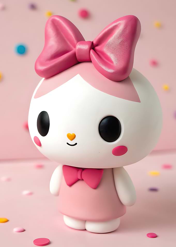 Cute Pink and White Character Figurine