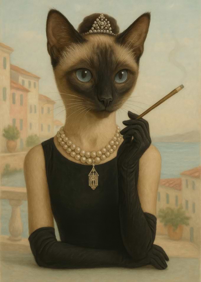 Breakfast at Kitty's - Elegant Siamese Cat Portrait