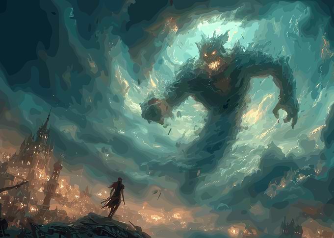 Fantasy Battle: Hero vs. Giant Monster