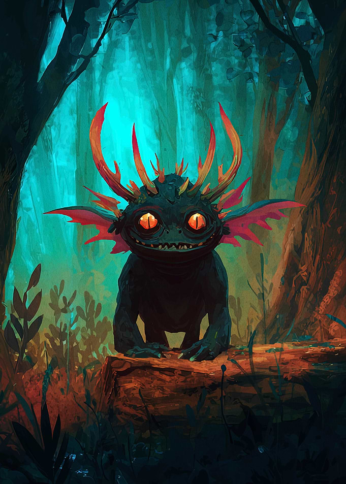 Forest Creature with Glowing Eyes