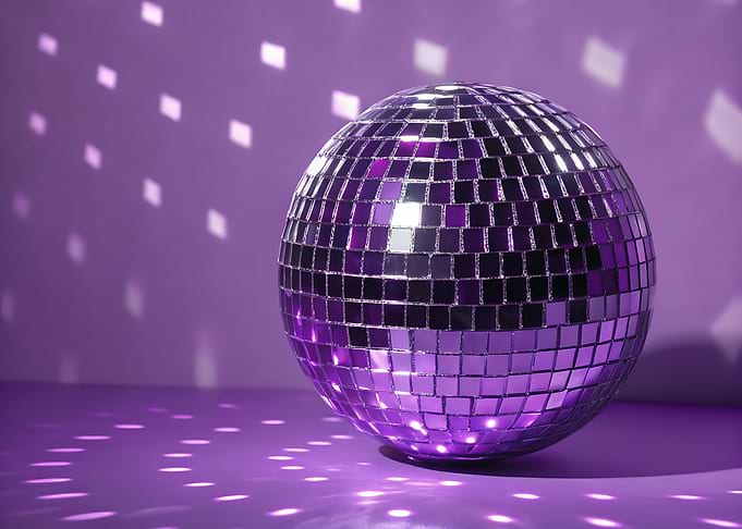 Purple Disco Ball with Light Reflections