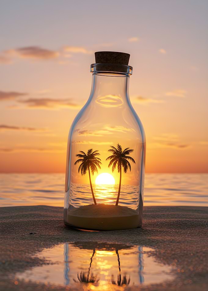 Beach in a Bottle at Sunset
