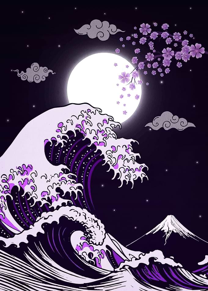 Great Wave Purple Night