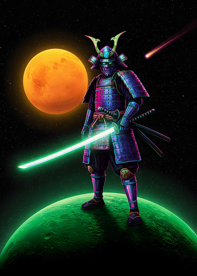 Space Samurai with Glowing Katana