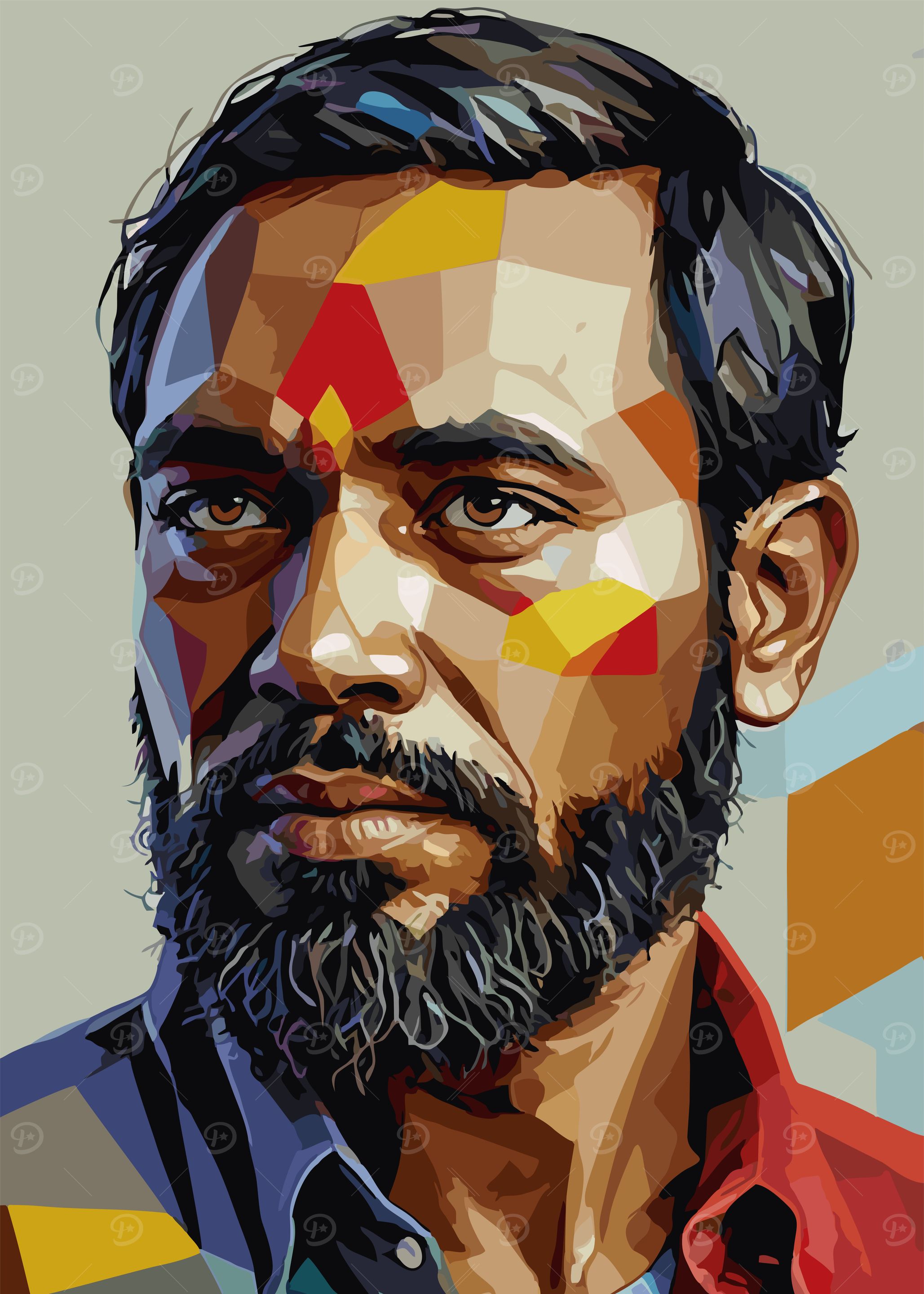 Geometric Portrait of a Bearded Man
