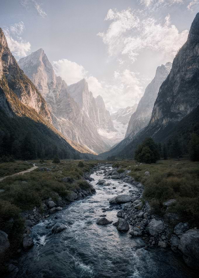 Mountain Valley River Landscape