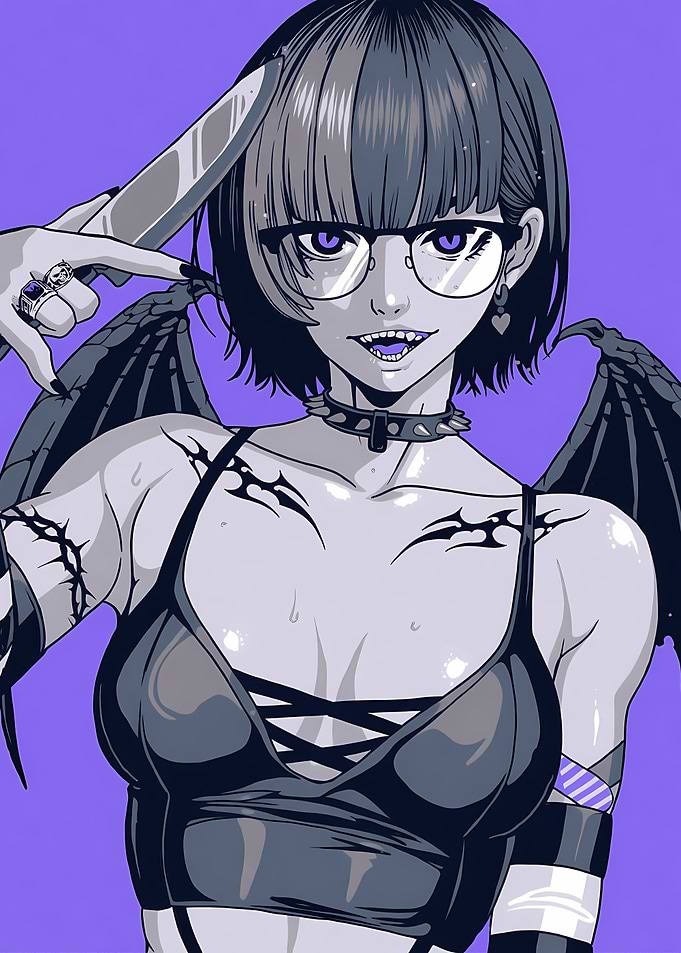 Anime Vampire Girl with Knife