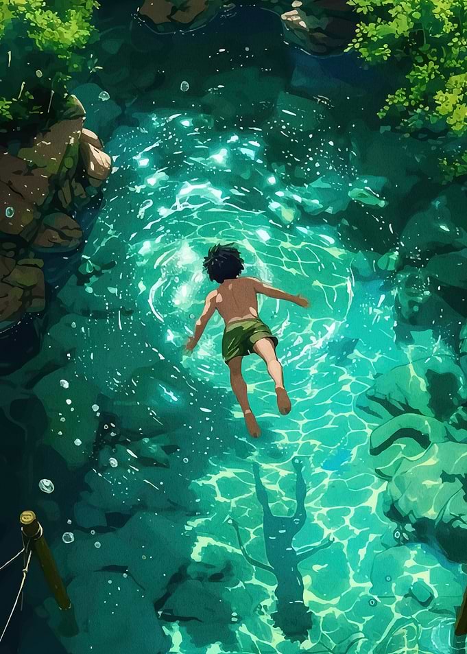 Boy Swimming Clear Water