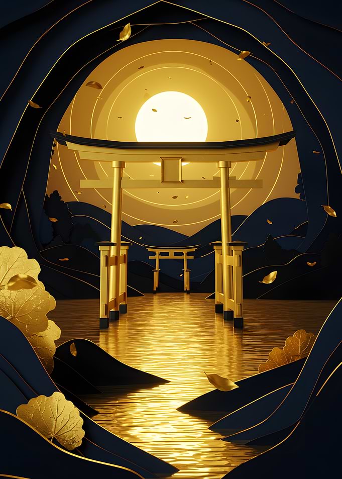 Golden Torii Gate at Sunset