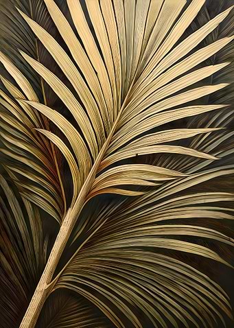 Golden Palm Leaf Abstract Art