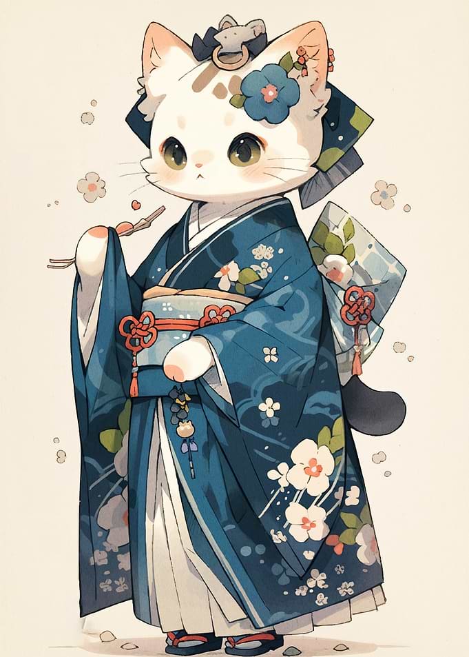 Cat Kimono Animal Japanese