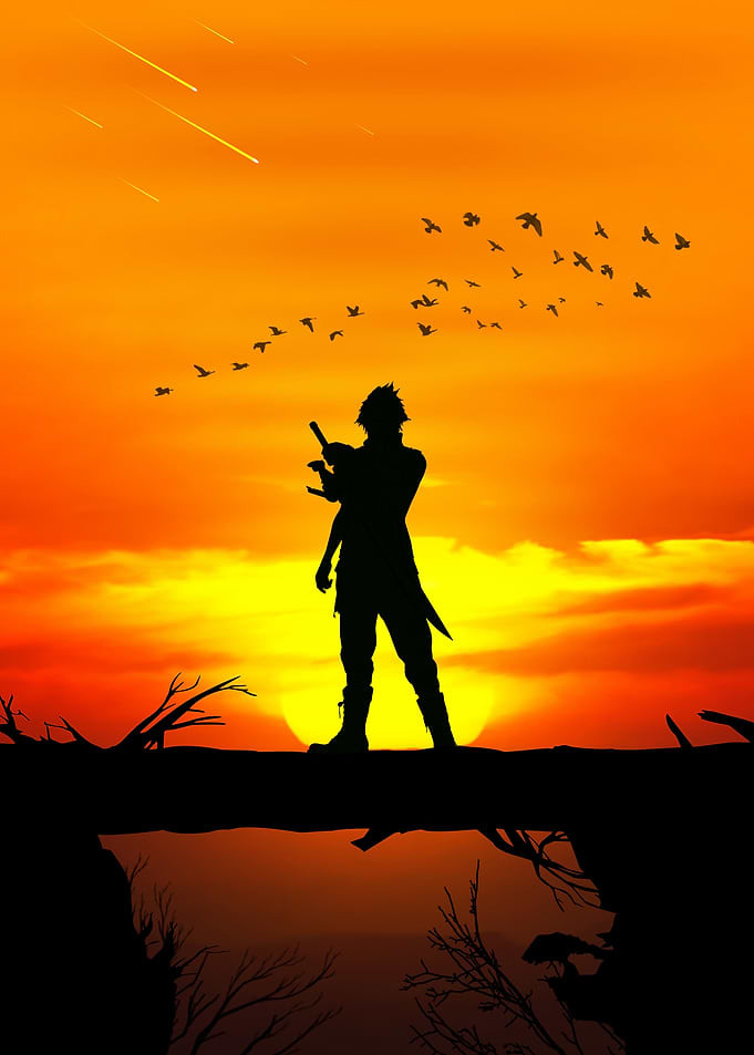 Silhouette of Warrior at Sunset