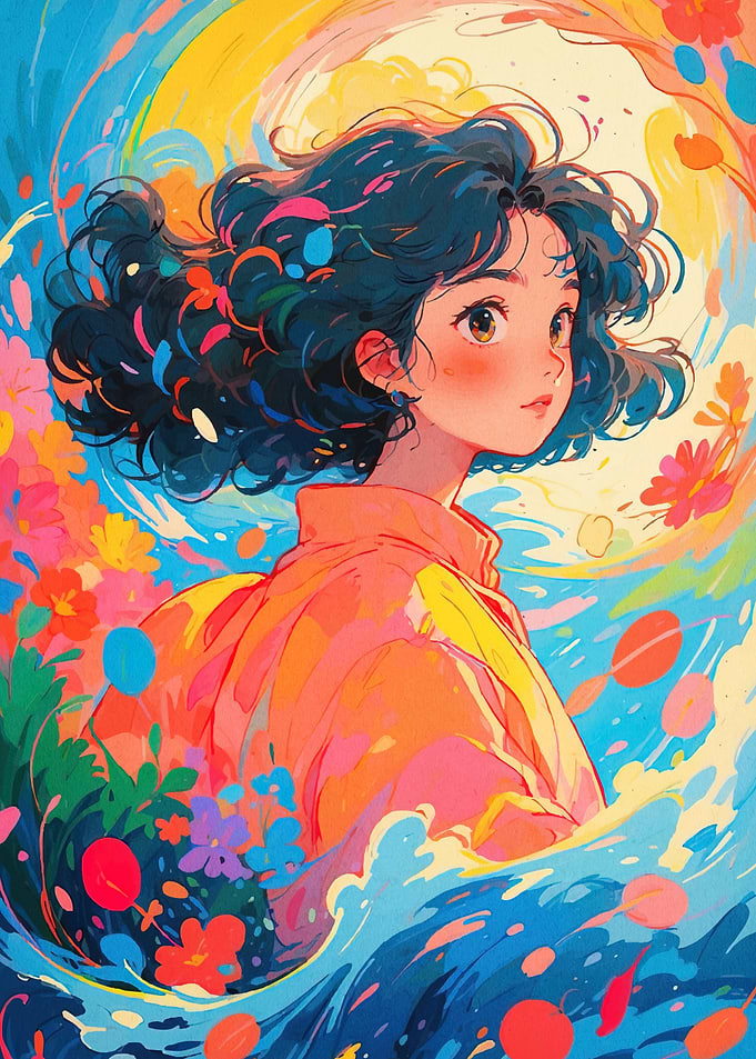 Anime Girl Floral