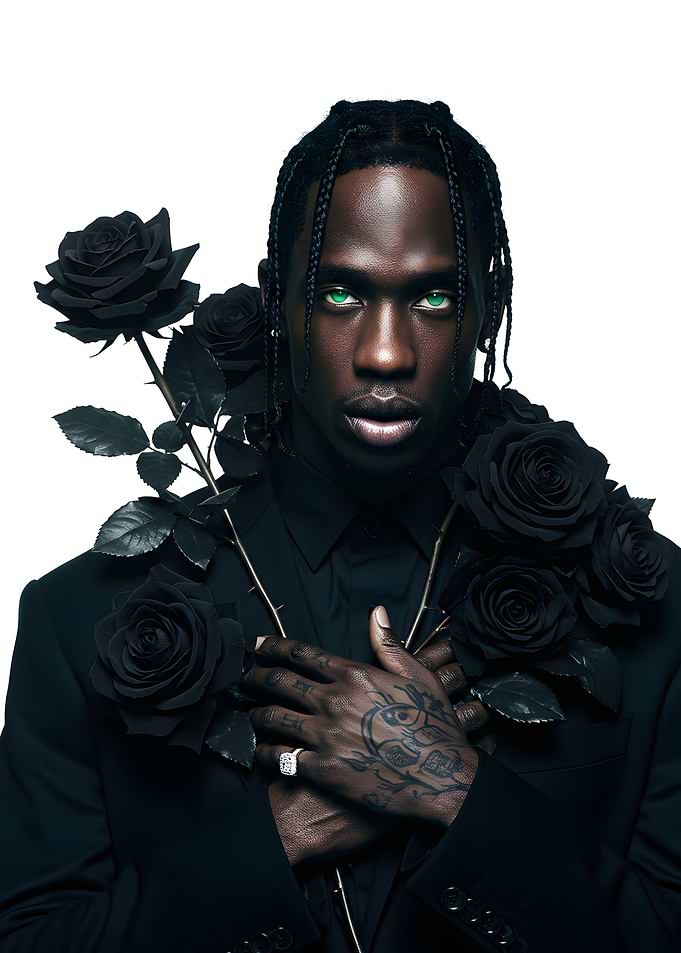 Travis Scott with Black Roses